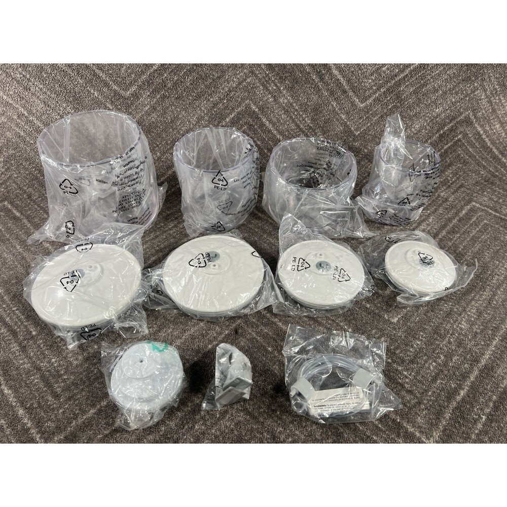 FoodSaver Snail Vacuum Canisters(4) Clear  80, 50(2) & 25oz + Lids w/Accessories